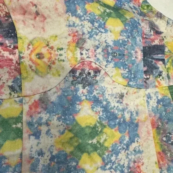 Tobi stretch denim mini dress pastel colors peek a boo back size small petite - Picture 7 of 8